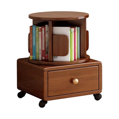 SJHDUNBW EUR Drehbares Bücherregal am Bett, kleines Bücherregal mit Schublade und Rollen, Bücherregal-Aufbewahrung und Zeitschriftenständer, leicht zugängliches Bücherregal Bücherregal von SJHDUNBW EUR