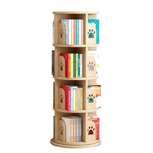 SJHDUNBW EUR Kleines Eckregal, 360°-Display, rundes drehbares Bücherregal, 4-stöckig, drehbares Bücherregal aus Holz, für Arbeitszimmer, Schlafzimmer, Bücherregal von SJHDUNBW EUR