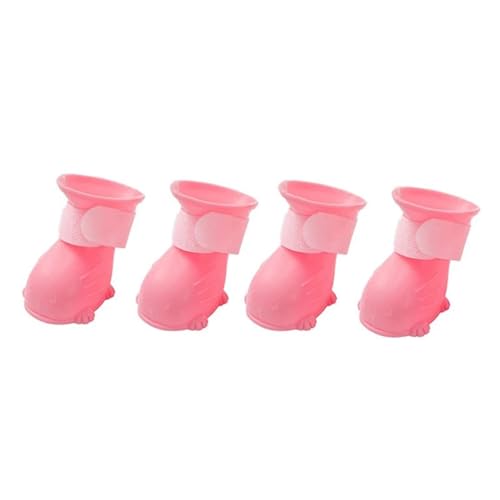 Hundeschuhe Pfotenschutz Outdoor 8 Stück All Seasons Pet wasserdichte Regenschuhe Anti-Rutsch-Gummistiefel for Hunde und Katzen Socken for kleine, mittelgroße große(Pink,M) von SJHFKDK