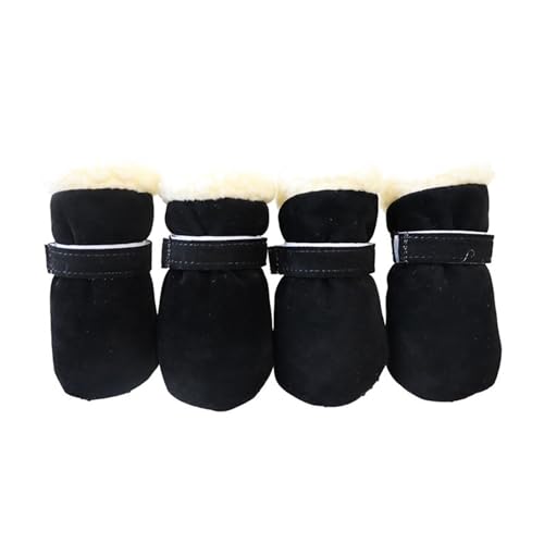 SJHFKDK Hundeschuhe Pfotenschutz Outdoor 4 Stück Winter wasserdichte warme Haustier-Zubehör Hundesocken Bootie Schuhe rutschfest for kleine Hunderassen Spaziergänge im Freien(Black,XL) von SJHFKDK