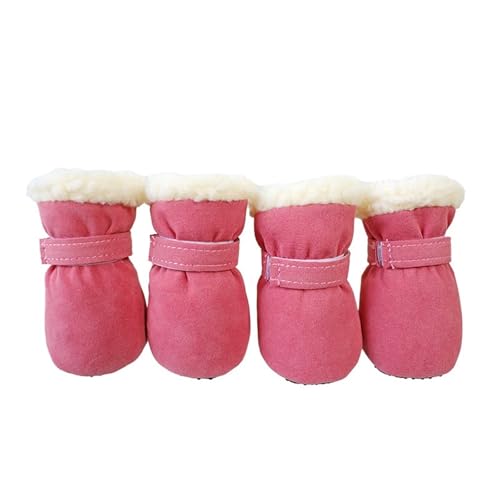 SJHFKDK Hundeschuhe Pfotenschutz Outdoor 4 Stück Winter wasserdichte warme Haustier-Zubehör Hundesocken Bootie Schuhe rutschfest for kleine Hunderassen Spaziergänge im Freien(Pink,L) von SJHFKDK