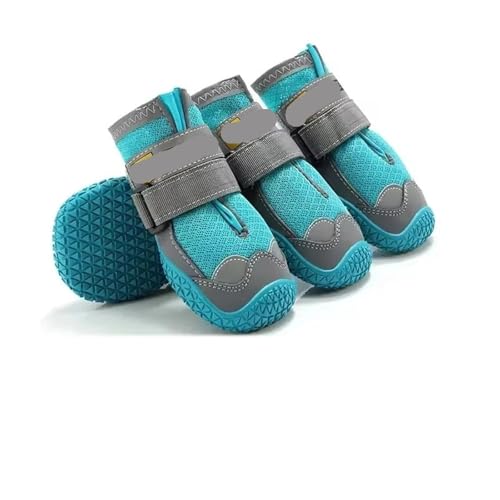SJHFKDK Hundeschuhe Pfotenschutz Outdoor 4 Teile/Satz Haustier Hund Schuhe Reflektierende wasserdichte Stiefel Warme Schnee Regen Haustiere Booties Anti-rutsch Socken for Medium Large(Blue,1) von SJHFKDK