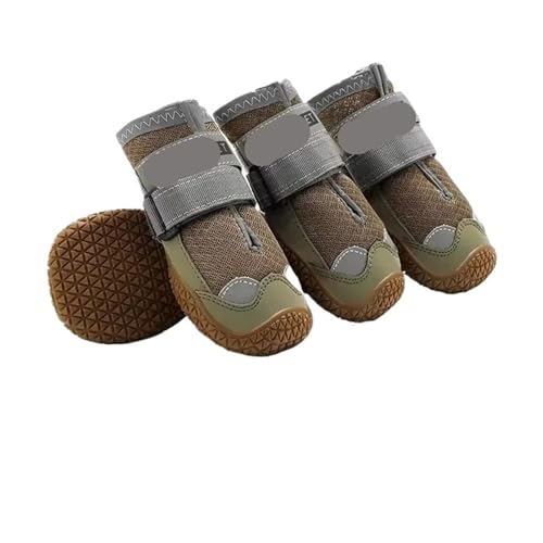 SJHFKDK Hundeschuhe Pfotenschutz Outdoor 4 Teile/Satz Hundeschuhe for Große Hunde Atmungsaktiv Professionelle Outdoor Anti-Rutsch Langlebig Haustier for Wandern Gummisohle(Breathable Yellow,1) von SJHFKDK