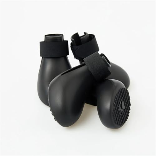SJHFKDK Hundeschuhe Pfotenschutz Outdoor Anti-Verlust-Silikon-Hundestiefel for den Winter, wasserdicht, niedlich, kleine und große Fußabdeckungen, rutschfest(Black (4 Pieces),L) von SJHFKDK