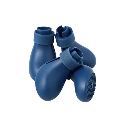 SJHFKDK Hundeschuhe Pfotenschutz Outdoor Anti-Verlust-Silikon-Hundestiefel for den Winter, wasserdicht, niedlich, kleine und große Fußabdeckungen, rutschfest(Blue (4 Pieces),XS) von SJHFKDK