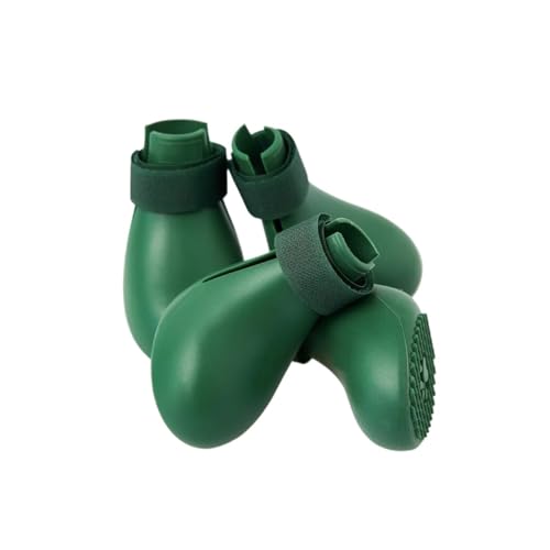 SJHFKDK Hundeschuhe Pfotenschutz Outdoor Anti-Verlust-Silikon-Hundestiefel for den Winter, wasserdicht, niedlich, kleine und große Fußabdeckungen, rutschfest(Green (4 Pieces),M) von SJHFKDK
