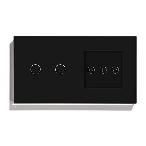 SJHFKDK Rolladenschalter, Smart Rolladenschalter Smart WiFi-Berührungsschalter mit Smart Curtain White Crystal Glass Panel Smart Blind Work(Black) von SJHFKDK