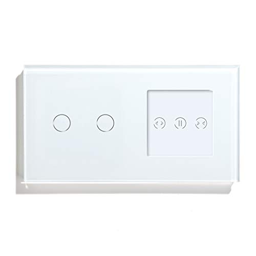 SJHFKDK Rolladenschalter, Smart Rolladenschalter Smart WiFi-Berührungsschalter mit Smart Curtain White Crystal Glass Panel Smart Blind Work(White) von SJHFKDK