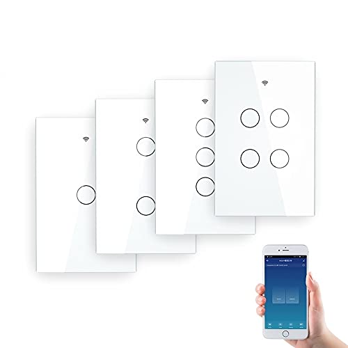 SJHFKDK Rolladenschalter, Smart Rolladenschalter Wall Touch Smart Light Switch mit Neutral/Nein Neutral, Kein Kondensator Smart Life / 2/3 Way Control(3-Gang_1) von SJHFKDK