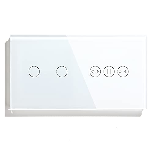 SJHFKDK Rolladenschalter, Smart Rolladenschalter WiFi-Vorhangschalter mit 2-Gang-Smart Switch White Black Color-Unterstützung für Assistenten-App für Heimwerker(White) von SJHFKDK