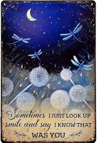 Blechschild Blechposter Libelle Sometimes I Just Look Up Smile and Say I Know That was You Metalldose Home Bar Shop Dekorationen Kaffee Schild Geschenk 20,3 x 30,5 cm von SJHKFSHLKS