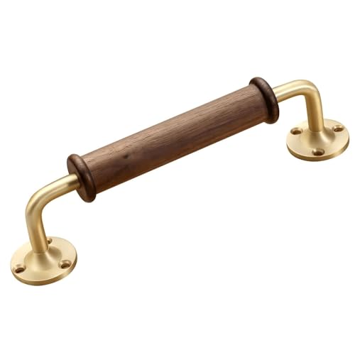 2er-Pack schwarze Walnuss-Ziehgriffe, Handlauf for den Innenbereich, Haltegriffe aus Messing Zaun, Tor, Scheunentor, Schrank, Schiebetür, Schuppen(Bronze Brass) von SJHPZG