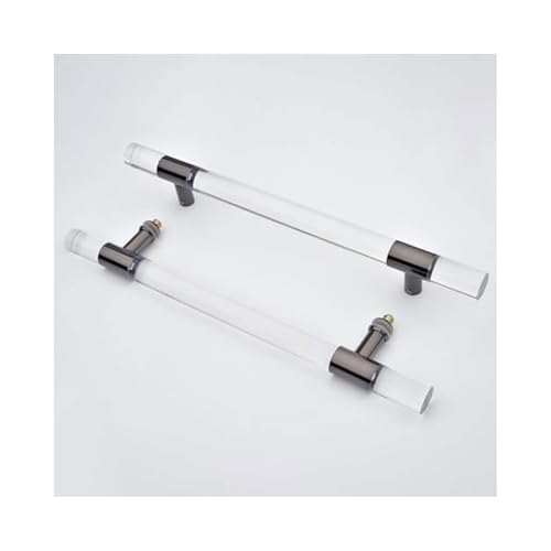 SJHPZG Acryl-Drück-/Ziehgriff mit klarem Kristall-Finish, moderner doppelseitiger runder Türgriff for Scheunen-/Bank-/Büro-/Klinik-/Gewerbeschuppentore(Svart,60 * 40cm) von SJHPZG