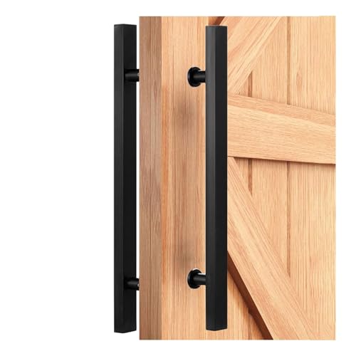 SJHPZG Doppelseitiger Push-Pull-Türgriff aus Edelstahl, polierte Oberfläche, H-förmiger Schiebetürgriff for Innen- und Außentüren aus Glas und Holz(Matte Black,50cm/20inch) von SJHPZG