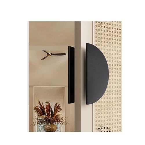 SJHPZG Halbrunder Schiebetürgriff, doppelseitiger Push-Pull-Griff aus Aluminium, robuste Scheunenglastürgriff-Hardware(Svart,D30cm/11.8in) von SJHPZG