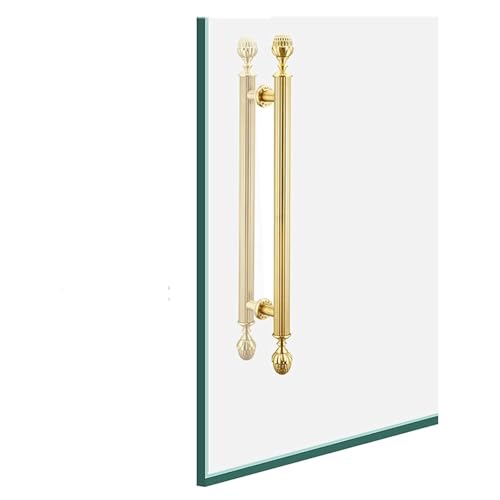 SJHPZG Moderner Scheunentorgriff aus Edelstahl, robuster doppelseitiger Push-Pull-Griff for Glastüren mit Hardware-Kit for Schlafzimmer, Küche, Eingangsbereich(Gold,70cm/27.5in) von SJHPZG