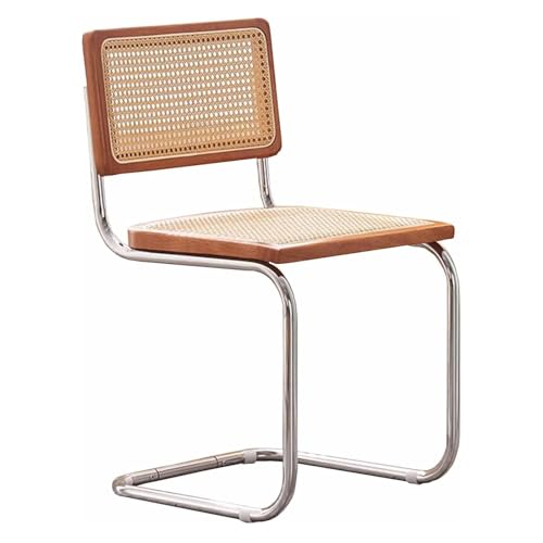 SJHPZG Rattan-Esszimmerstuhl, Mid-Century Modern, ergonomischer Küchenstuhl, Esszimmer-Terrasse, armloser Beistellstuhl mit Rohrrückenlehne und stabilen Metallbeinen SJHPZG Rattan-Esszimmerstuhl, Mid-Century Modern, ergonomischer Küchenstuhl, Esszimmer-Terrasse, armloser Beistellstuhl mit Rohrrückenlehne und stabilen Metallbeinen von SJHPZG