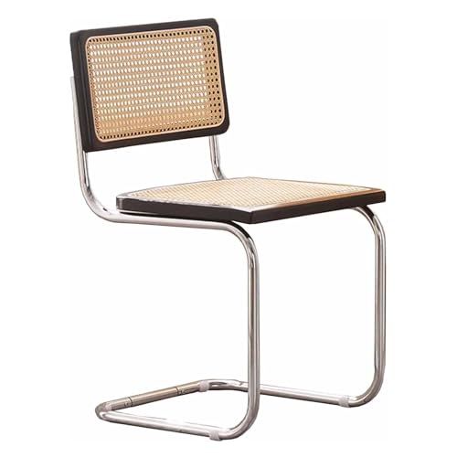 SJHPZG Rattan-Esszimmerstuhl, Mid-Century Modern, ergonomischer Küchenstuhl, Esszimmer-Terrasse, armloser Beistellstuhl mit Rohrrückenlehne und stabilen Metallbeinen SJHPZG Rattan-Esszimmerstuhl, Mid-Century Modern, ergonomischer Küchenstuhl, Esszimmer-Terrasse, armloser Beistellstuhl mit Rohrrückenlehne und stabilen Metallbeinen von SJHPZG