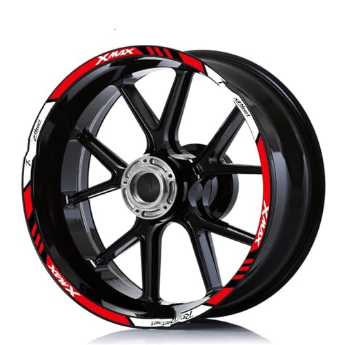 SJHYLL Motorrad-Aufkleber Reflektierende Motorrad-Radaufkleber Vinyl Roller-Felgenaufkleber Streifenband Zubehör Für X&max Für X&max 125 250 300 Radaufkleber(Red Front15Rear14) von SJHYLL