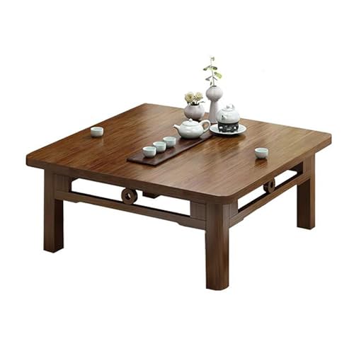 SJIOUEOT Quadratischer Couchtisch, Vintage-Teetisch aus massivem Holz for Sitzen auf dem Boden, japanischer Esstisch, Altartisch, Arbeitstisch (Size : 60x60x37cm) von SJIOUEOT