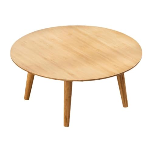 SJIOUEOT Runder Couchtisch, Tatami-Tisch im japanischen Stil, Haushaltsbambus, der auf dem Bodentisch sitzt, Kleiner Multifunktions-Esstisch (Size : 70x70cm) von SJIOUEOT