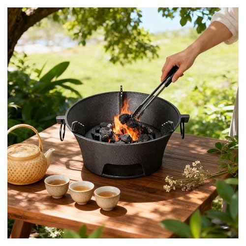 Holzkohleofen Aus Gusseisen for Zuhause Grill for Draußen Tragbarer Holzkohleofen Multifunktionales Design Mit Abnehmbaren Komponenten for Einfache Reinigung for Grillen Heizen(18.5cm/7.3”) von SJJALAKAJA