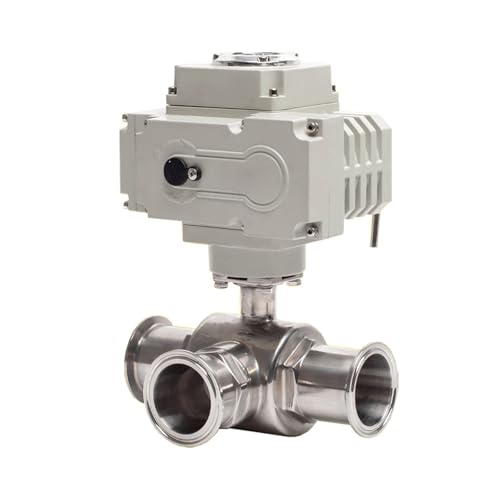 51mm 3-Wege-Edelstahl-Tri-Clamp-Ferrule-Typ Motorisiertes Kugelventil 220V 110V 12V Elektrische Kugelventile(L TYPE_110VAC) von SJJBVPYX