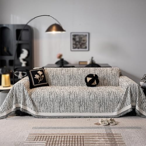Multifunktionaler Sofabezug, Dekorativer Sofabezug,Wendbare Sofadecke mit Fransen,Chenille Couch Überwurf,Sofa Überzug 1/2/3/4 Sitzer,für Couch und Wohnkultur(Size:180 * 260CM,Color:schwarz) von SJMDMZD