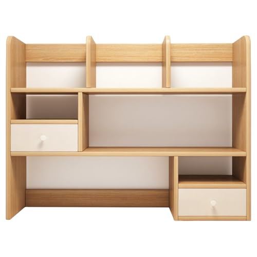 SJMDMZD 3 Ebenen Schreibtisch Bücherregal with 2 Drawer, Multifunktion Schreibtisch Organizer Ständer, Ausstellungsregal für Büro Wohnzimmer Schlafzimmer Küche(Size:100CM,Color:c) von SJMDMZD