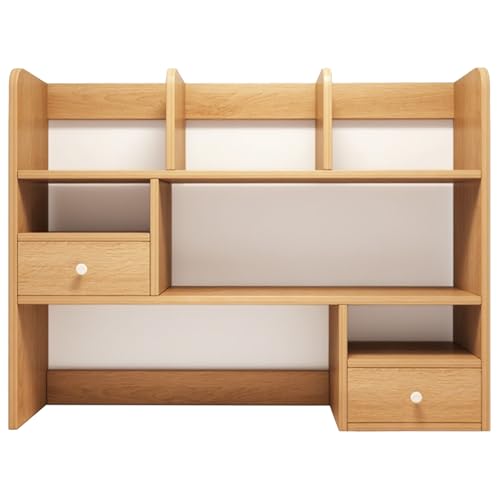 SJMDMZD 3 Ebenen Schreibtisch Bücherregal with 2 Drawer, Multifunktion Schreibtisch Organizer Ständer, Ausstellungsregal für Büro Wohnzimmer Schlafzimmer Küche(Size:110CM,Color:d) von SJMDMZD