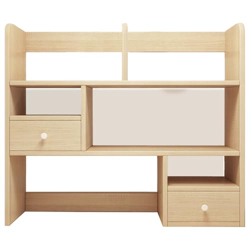 SJMDMZD 3 Ebenen Schreibtisch Bücherregal with 2 Drawer, Multifunktion Schreibtisch Organizer Ständer, Ausstellungsregal für Büro Wohnzimmer Schlafzimmer Küche(Size:80CM,Color:a) von SJMDMZD