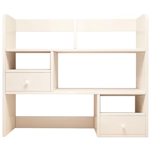 SJMDMZD 3 Ebenen Schreibtisch Bücherregal with 2 Drawer, Multifunktion Schreibtisch Organizer Ständer, Ausstellungsregal für Büro Wohnzimmer Schlafzimmer Küche(Size:80CM,Color:b) von SJMDMZD