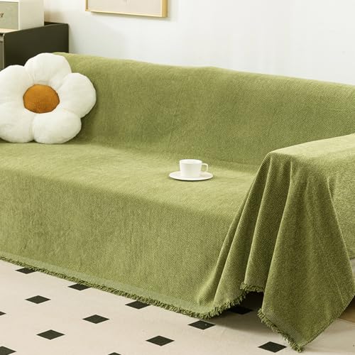 SJMDMZD Chenille Couch Überwurf,Atmungsaktive & Strapazierfähige Baumwoll,Multifunktionaler Sofabezug,Maschinenwaschbare Kuscheldecke mit Fransen für Couch und Wohnkultur(Size:180 * 230cm,Color:grün) SJMDMZD Chenille Couch Überwurf,Atmungsaktive & Strapazierfähige Baumwoll,Multifunktionaler Sofabezug,Maschinenwaschbare Kuscheldecke mit Fransen für Couch und Wohnkultur(Size:180 * 230cm,Color:grün) von SJMDMZD
