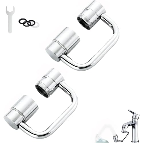 Drehbarer Wasserhahn-Extender drehbare Belüfter-Verlängerung mühelose All-Winkel-Steuerung Wasserhahn Doppel-Sprühmodus für Badezimmerspüle Küchenspüle Aufsatz für Badezimmer(2 item,Silver) von SJMDSDSC
