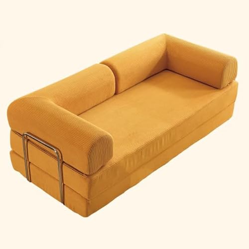 Kompressionssofa umwandelbares Bodenbett Schlafsofa Zweisitzer Cordmatratze ausklappbar bequeme Lounge für das Wohnzimmer multifunktionaler Memory-Schaum mit Armlehne tragbare Couch kleine Räume (200c von SJMDSDSC