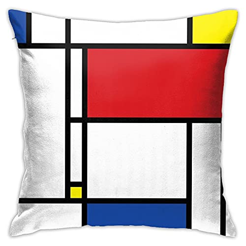 Mondrian Minimalist De Stijl Modern Art Fatfatin Überwurf-Kissenbezug, gemütlicher quadratischer Überwurf-Kissenbezug, Zuhause, dekorativ für Bett, Couch, Sofa, Wohnzimmer, Kissenbezug, 45,7 von SJOAOAA