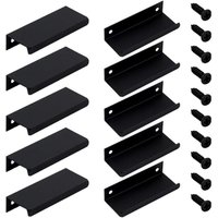 10 Stück 8 cm rechteckige Küchenschrankgriffe mit Schrauben, Eisengriffe für Schubladen, Schränke, Kleiderschranktüren (schwarz) von SJQKA