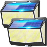 2 Stück Solar-Wandleuchte für den Außenbereich, 468 LED + 2000 lm, mit Bewegungssensor, 3 Modi, IP65 wasserdicht von SJQKA