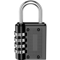 2er-Pack 4-stelliges Zahlenschloss, Aluminiumlegierung, robust und zuverlässig, für Sport- und Schulschließfächer, schwarz 2er-Pack 4-stelliges Zahlenschloss, Aluminiumlegierung, robust und zuverlässig, für Sport- und Schulschließfächer, schwarz von SJQKA