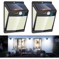 2er-Pack LED-Solar-Flutlichter für den Außenbereich mit Bewegungsmelder, 238 LEDs, 3 Modi, IP65 wasserdicht, für Garten, Hof, Terrasse, Garage und von SJQKA