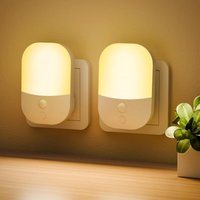 2er-Pack Plug-in-Nachtlichter mit Dämmerungssensor, 5 einstellbare Helligkeitsstufen, Ein-/Aus-/Auto-Modi, 3000 K warmweißes LED-Nachtlicht von SJQKA