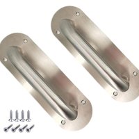 2er-Pack Schiebetürgriffe aus Edelstahl – Garagentor-/Brandschutztür-/Lagertürgriff mit Montageschrauben (Silber, oval, 200 x 65 mm) von SJQKA
