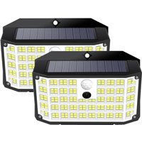 2er-Pack Solarleuchten für den Außenbereich, Gartenleuchten, 2000 lm, IP65, 3 Modi, kabellose Solar-Wandleuchten für Garage und Terrasse von SJQKA