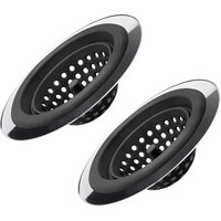 2er-Pack flexible Spülbeckensiebe aus Silikon und Edelstahl für Küchenspülen, breiter Rand, rostfrei, verhindert, dass Speisereste die 2er-Pack flexible Spülbeckensiebe aus Silikon und Edelstahl für Küchenspülen, breiter Rand, rostfrei, verhindert, dass Speisereste die von SJQKA