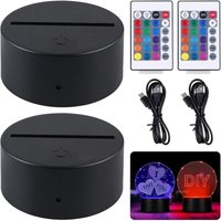2er Set 3D-Lichtbasen mit Fernbedienung und USB-Kabel – 16 einstellbare Farben – Touch-Steuerung – LED-Nachtlicht für Acryl und Plexiglas – von SJQKA
