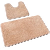 2er Set rutschfeste waschbare Mikrofaser-Badematten für Bad und WC, Beige, 40 x 60 cm + 50 x 40 cm 2er Set rutschfeste waschbare Mikrofaser-Badematten für Bad und WC, Beige, 40 x 60 cm + 50 x 40 cm von SJQKA