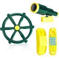 Set mit 3 Zubehörteilen für Kinderspielplätze, Gartenschaukeln, Spielgeräte, Piratenschiff aus Kunststoff, Rad, Teleskop, Telefon, Spielhaus für von SJQKA