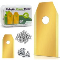 45 Rasenmäher-Ersatzklingen + 45 Schrauben, Titanklingen, passend für Husqvarna Automower/Gardena Mähroboter, 35 x 18 x 0,75 mm, Gold von SJQKA