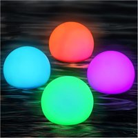 4er-Pack schwimmende Poollichter, IP65 wasserdicht mit Fernbedienung, 16 RGB-Farbwechsel-LEDs, ideal als Kindergeschenk, für Pools, Teiche und Partys. von SJQKA