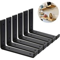 6 Stück robuste 5 mm dicke Gerüstwandhalterungen – Wandregalstütze – schwarze Industrieregalhalterungen mit passenden Schrauben (20 cm) von SJQKA